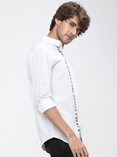 Image of Highlander Men's Slim Fit Casual Shirt | Typography Print | Button Closure | Trendy, Breathable & Comtable All-Day Wear