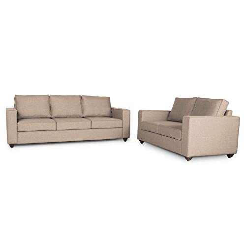 Image of Wakefit 3+2 Seater Sofa Set, 5 Seater Napper, Omega Pearl, Neem Wood, Polyester Upholstery, 212.8 cm L x 85 W x 85.3 H,Grey