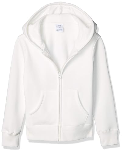 Amazon Essentials Mädchen Fleece-Kapuzenpullover mit Reißverschluss, Weiß, 11-12 Jahre