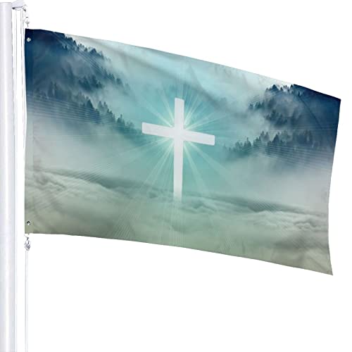 Happy Easter Day Cross Faith Flag 3X5 Ft Fade Proof Outdoor/Inside Breeze Flag Garden House Home Decor Double Stitched With Metal Grommets #TOP1