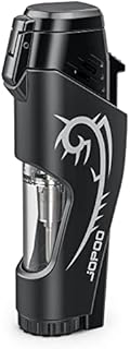 JOPOO Double Jet Flame Lighter, Refillable Butane Gas Windproof Torch Lighter for Smoking (Sold without Gas)