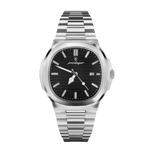 Genérico Reloj Hombre Acero Inoxidable, Resistente al Agua, Fecha y Manecillas Luminosas,...