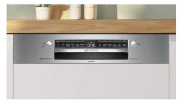 Image of Bosch Series 4 Semi-Integrated Built-in Dishwasher, White Silver, Stainless Steel, 14 Place Settings, Quick Wash, SMI4IKS00I