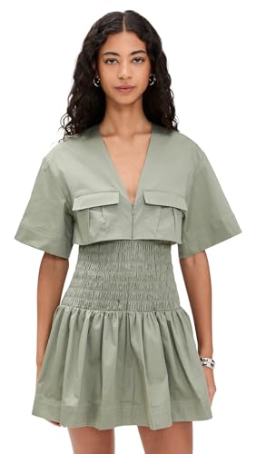 AMUR Women's Genny Smocked Mini Dress, Tree Moss, 12