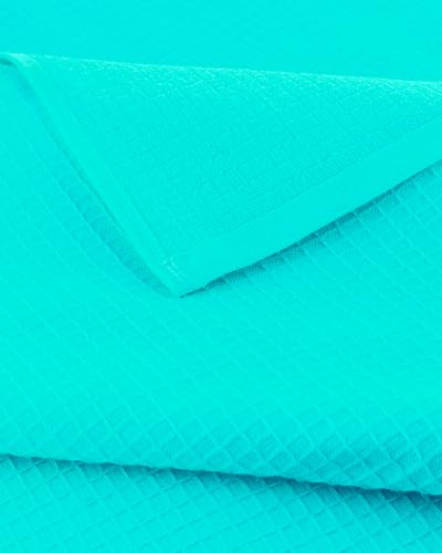 Image of Casa Copenhagen, Egyptian Cotton - Waffle Terry Towel 4 Piece 100% Cotton Large Bath Towel Set - Aqua Blue