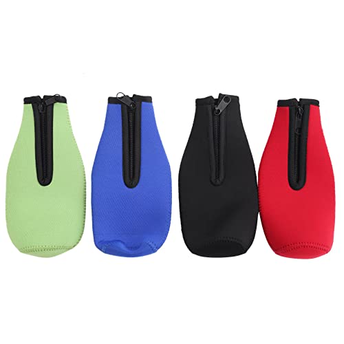 Lonrtesw Paquete de 4 Fundas Aislantes para Cerveza para Mantener Bebida FríA, Chaquetas para con Cremallera, Fundas para Enfriar de Cerveza, de Neopreno