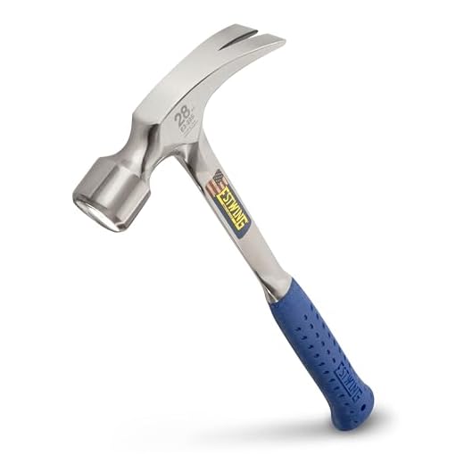 Estwing Framing Hammer - 28 oz Long Handle Straight Rip Claw with Smooth Face & Shock Reduction Grip - E3-28S, Silver