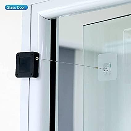 TARTAMYA Auto Door Close with Steel Drawstring, Commercial Multifunctional Door Close, Residential Sliding Screen Door Close, Punch-Free Automatic Sensor Door Closer (Balck) 1