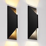 LEONLITE 5CCT Dimmable LED Up Down Wall Light, 100-277V, CRI 90+, IP65 Waterproof, 10%-100% Dimmable for Commercial Outdoor, 14 Inch Modern Porch Light, 2200K/2700K/3000K/4000K/5000K, Pack of 2