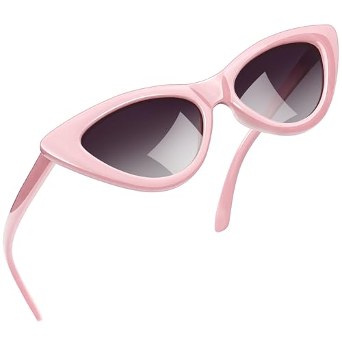 Joopin Occhiali da Sole Donna Occhi di Gatto Polarizzati Protezione UV Vintage Cat Eye Triangolari Sunglasses Occhiali da Sole a Punta (Montatura Rosa)