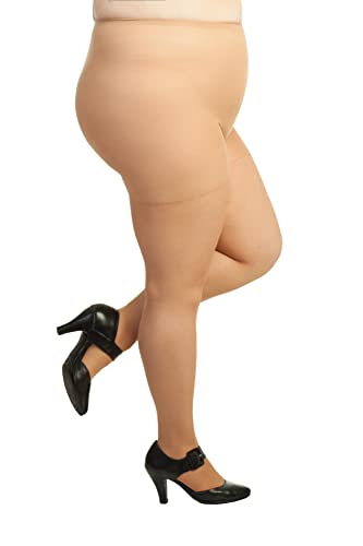 Image of Silky Toes Plus Size 20D Sheer Pantyhose for Women | 1-4 Pairs Durable Queen Tights with Reinforced Toe, High-Waist Stockings