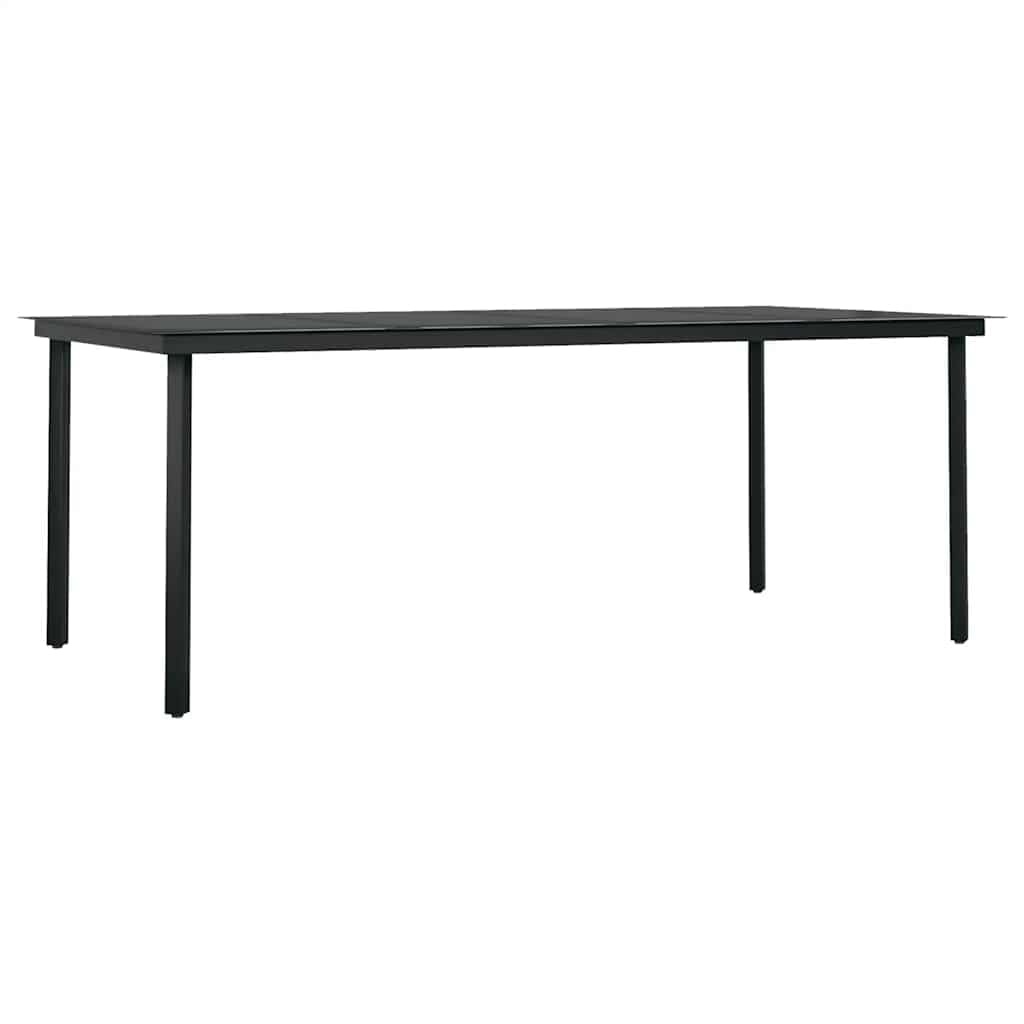 Set da pranzo da giardino, 7 pezzi, nero, con tavolo e sedie regolabili, per esterni, balcone, terrazza, giardino, veranda, cortile, per cena, relax, feste, resistente alle intemperie e