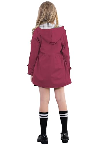 Image of Betusline Girl's Single Breasted Trench Coat Hooded Dress Coat Outerwear, 2-14 Years