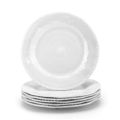 KOXIN-KARLU Platos de melamina, platos llanos de 11 pulgadas, juego de 6 unidades, color blanco