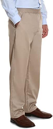 Pembrook Mens Elastic Waist Pants for Seniors - Adaptive Mens Pants for Elderly | Elastic Waist Pants for Men | Senior Elastic Waist Pants Tan