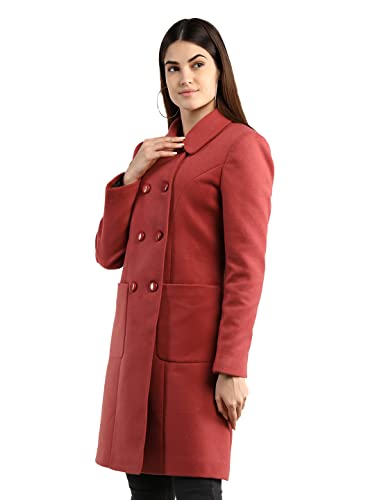 Image of CHKOKKO Women Classic Long Winter Coat Double Breasted | Knee Length Design with a Sophisticated Spread Collar and Convenient Front Pockets for All Occasions