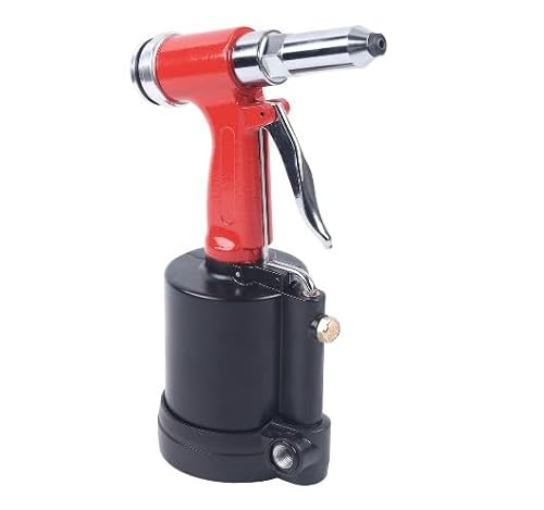 WOLEGM Pince à riveter à air comprimé avec 4 embouts (3,2 mm, 4,0 mm, 4,8 mm, 6,4 mm), force de traction 1300 kg, course de 16 mm, pistolet aveugle à air comprimé pour l'industrie, le garage