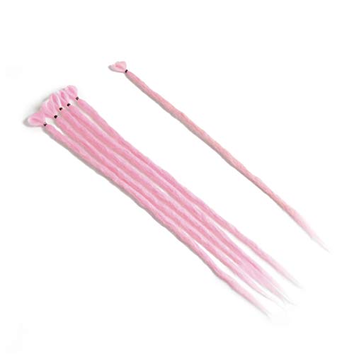 Leyoo 100% Handmade Dread Lock Crochet Hair Short and Long Dread Lock Extension For Women Men Kids (20", Pink)