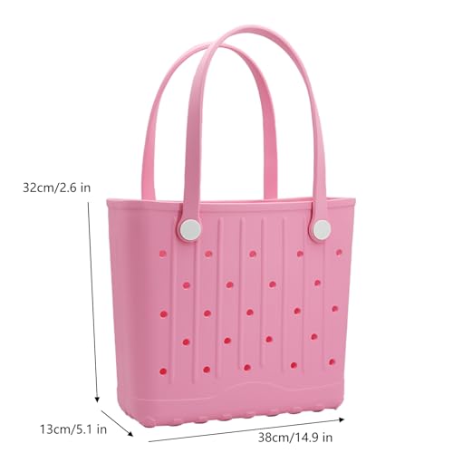 CXY Rubber Beach Bag for Women EVA Washable Tote Bags for Beach Waterproof & Sand-proof Handbags Pool Boat Work Sports (Pink)3