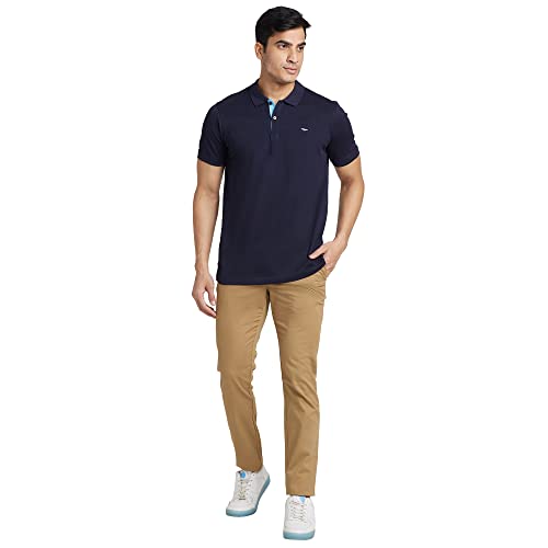 Image of Park Avenue Slim Fit Pure Cotton Print Pattern Polo Neck Casual T-Shirt