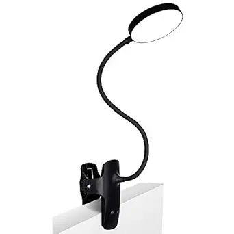 PENDEI Book Light, Rechargeable LED Clip on Light for Bed 5 Colors 5 Brightness Touch Control Dimmable Reading Lamp with Flexible Neck Desk Lamp for Night Reading, Bed Headboard Computers (Black)