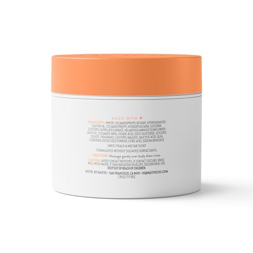 Native Body Scrub, Gently Exfoliates & Moisturizes for Smoother Skin in 1 Wash, Clean, Minimal, Silica-Free Ingredients for Sensitive Skin, for Women & Men, Sweet Peach & Nectar, 12 oz - image 7