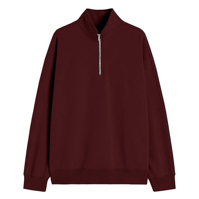 Image of Fleece Half Zip High Neck Loose Fit Sweatshirt for Men's