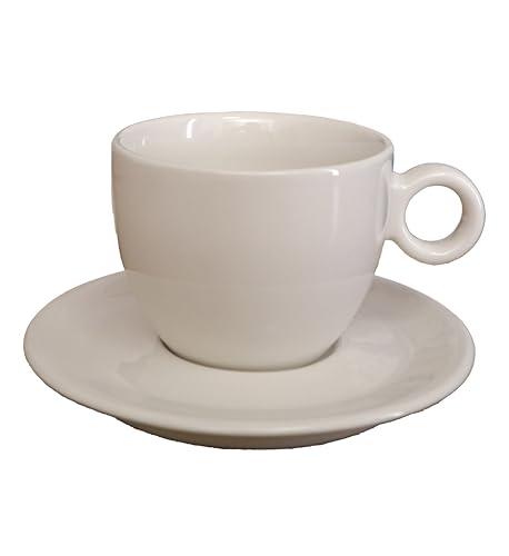 CER-POR Set tazze cappuccino con piattino in porcellana turca – Tazze da cappuccino eleganti e resistenti, stile minimal, vendute in set da 2 – Ideali per colazione, tè, latte o caffè
