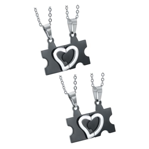 PACKOVE 2 Pares Coração Quebra-Cabeça Chaveiro Casal Pingente Jóias Bff Colar Amizade Colares Para 2