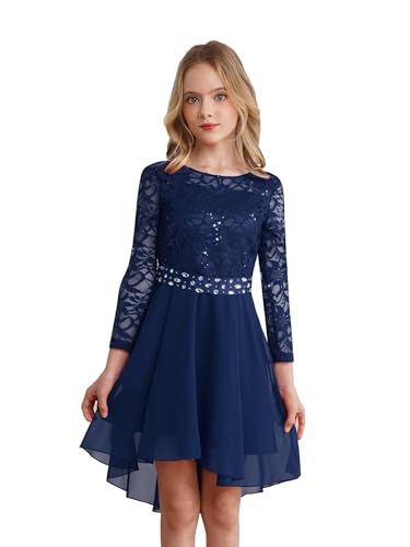 Agoky Mädchen Festliche Spitzen Kleider Langarm Prinzessin Partykleid...