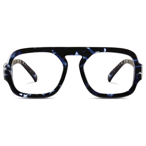 Image of Aviator Blue Light Blocking Glasses for Women Men Square Flat Top Computer TV Eyeglasses Anti Eyestrain