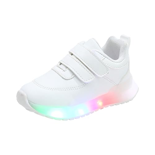 Zapatillas deportivas luminosas para niños fáciles de poner y quitar Simple, zapatos con luces Niña Niño, Zapatillas Outdoor Multisport Luminosas Running Calzado, Color blanco., 25 EU