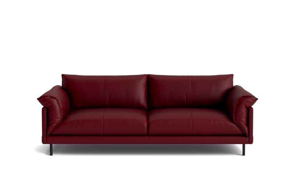 Image of LEGACY OF COMFORT Zola 3 Seater Sofa Three Seater Sofa Leather for Living Room Hotels and Offices (Burgandy)