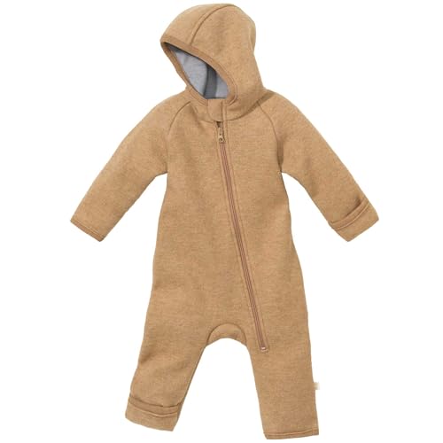 Disana ZIPP-OVERALL Baby & Kinder - 100% Bio-Merino, Wollwalk – atmungsaktiv & angenehm wärmend - unisex Gr. 50 – 116 – nachhaltig & fair – mit Reißverschluss - made in Germany | Karamell Gr. 98-104
