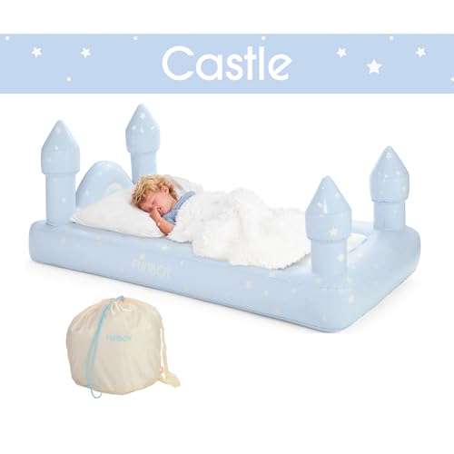 FUNBOY Kids Blue Castle Sleepover Travel Bed & Air Mattress. Perfect for Sleepovers. Includes Carrying Storage Bag, Twin