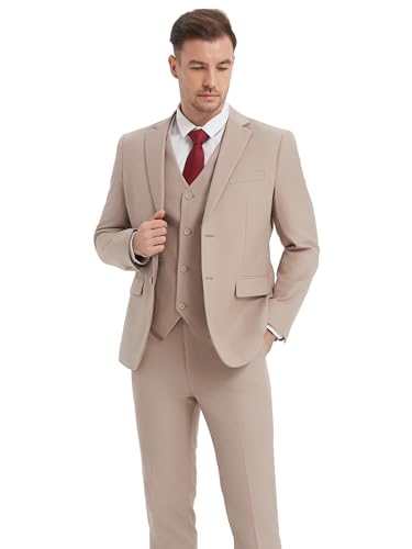 Men Suits Slim Fit 3 Pieces, Two Button Wedding Suit Prom Suit for Men Business Suit Jacket Vest Pant and Two Bow-Ties3