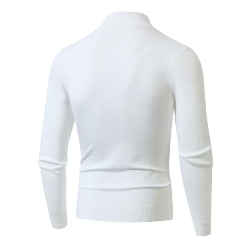 Mens Stand Collar Sweaters 3/4 Zip Solid Color Knitted Mock Neck Pullover Tops Casual Daily Sweaters for Spring2