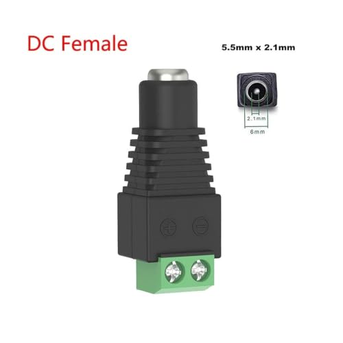 Conector LED macho hembra de 2,1 x 5,5 mm CC para cable de cámaras 2