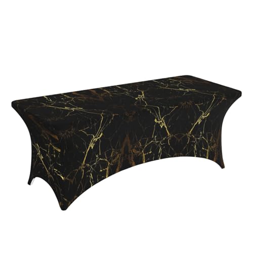 Nappe rectangulaire lavable papier peint doré noir haute élasticité - 4