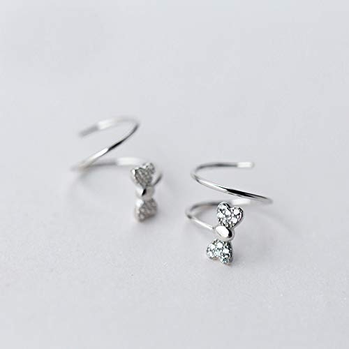Earrings 925 Sterling Silver Earrings Women Girls Triangular Star Heart Spiral Ear Bone Ear Buckle Mini Double Ring Earrings By Sgdfdju (Metal Color : Mc15490) #TOP24