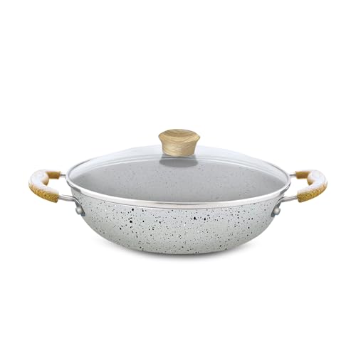 NIRLEP Joy Series 24cm Kadhai with Glass Lid|Granite Finish Non-Stick Kadhai|Wooden Handles| Easy to Clean| Induction Base Kadhai| Easy Cooking| Soft Touch Handles| 1-Yr Warranty be Bajaj| Grey (B0CJ2PPFJP) Amazon Price History, Amazon Price Tracker