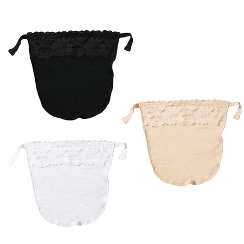3PCS Lace Clip-On Mock Camisole Inserts Cleavage Cover Panels for Low Cut Tops & Dresses Lightweight Overlay Vest with Secure Clips One Size