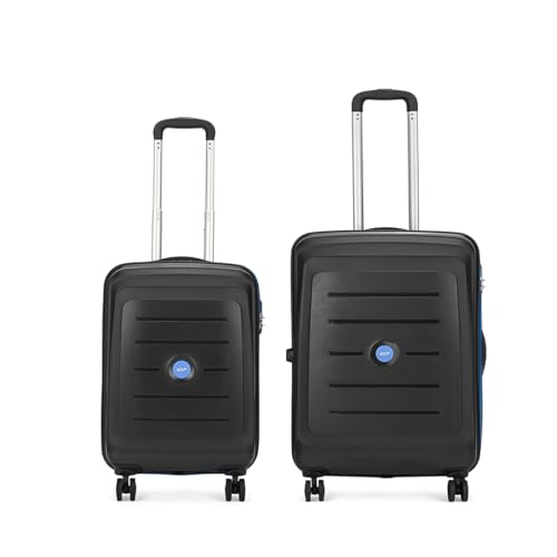 Image of VIP Corsa 2 Pc Set Cabin 55 Cm (Small) Check-in 66 Cm (Medium) 8 Spinner Wheels Trolley Bags for Travel, Hard Case Lightweight Bag with Combination Lock, Tough Suitcase for Travel (Black)