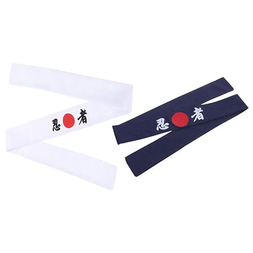 minkissy Ninja Headscarf 2Pcs Cotton Breathable Japanese Style Headbands 39 Inch for Cooking Yoga Running and Sports Hair Styling Accessory