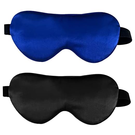 LERSVICVIL Pacote com 2 máscaras para dormir 19 Momme 100% seda pura de amoreira sombra eficaz sombra luxuosa com alça ajustável macia (azul marinho e preto)