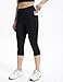 Picotee Leggins Sportivi Donna Push Up Pantaloni Dimagranti Leggings Sportivi Capri 3/4 Vita Alta Tasche Small - Nero