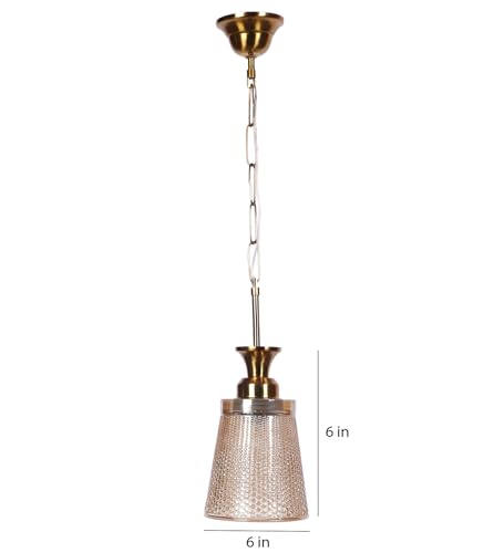 Image of ELIANTE NovaGlow Hanging Light with E27 Holder and Gold Glass Shade | | 3 Years Warranty | Free - LED LAMP