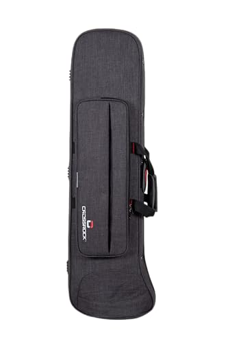 Crossrock Woodwind Case fits Tenor Trombone (F-Trigger or Straight)- Lightweight Foam Case with Removable Shoulder Straps, Storage Compartment & External Pocket-Dark Grey(CRP200TBDG)