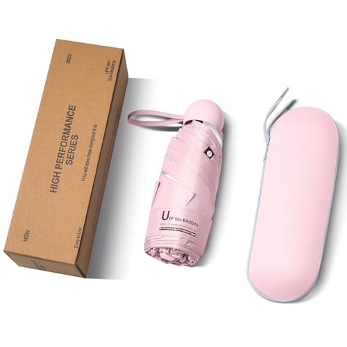 Image of BAODINI Travel Mini Umbrella for Purse with Case-Small Compact UV Umbrella Protection Sun-Lightweight Tiny Pocket Umbrella with Case for Women, Girls
