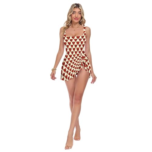 Maillot de bain une pièce sculptant rouge à cœurs pour sublimer la silhouette avec nœud froncé